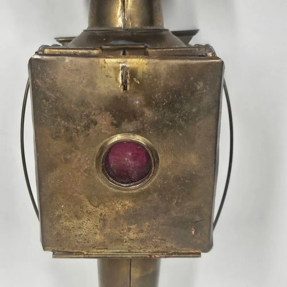 Brass Carriage Lamp Antique Coach Wall Light Fixture Glass